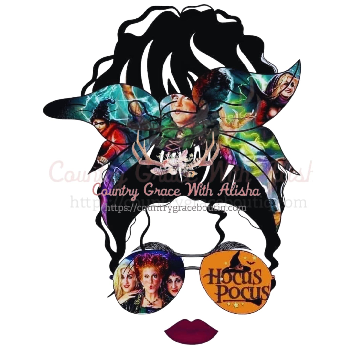 Witch Messy Bun Sublimation Transfer - Sub $1.50 Country