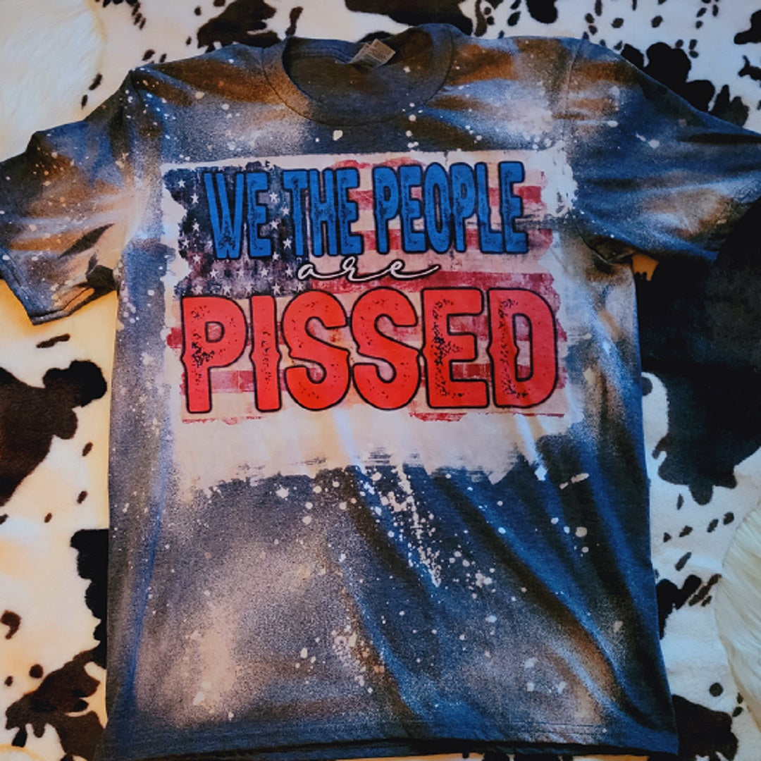 We The People Are Pissed Blue Bleached Short Sleeve T-Shirt