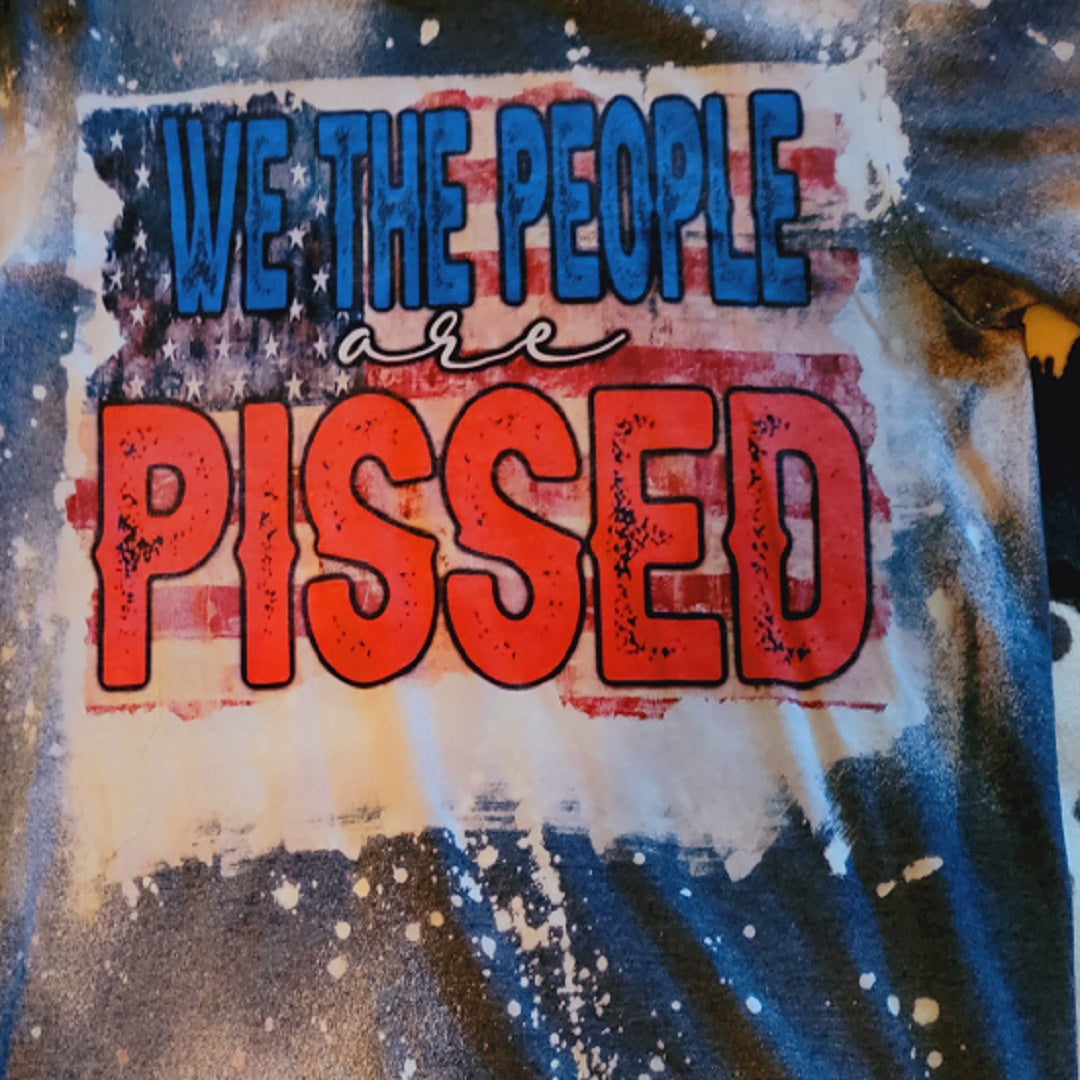 We The People Are Pissed Blue Bleached Short Sleeve T-Shirt