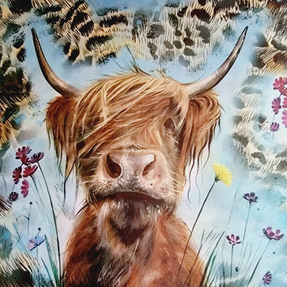 Highland Cow Floral Mouse Pad