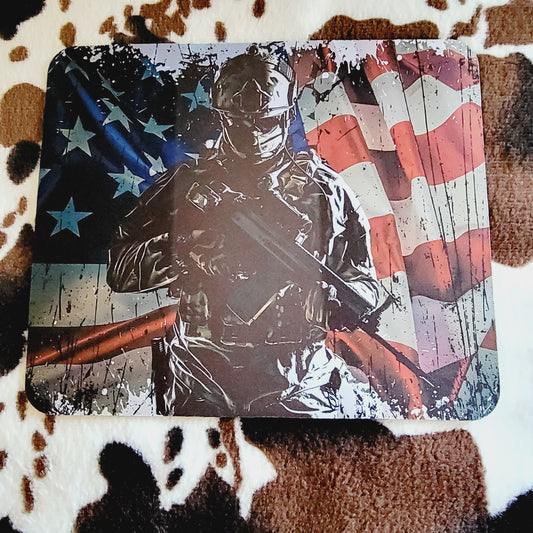 Soldier American Flag Mouse Pad