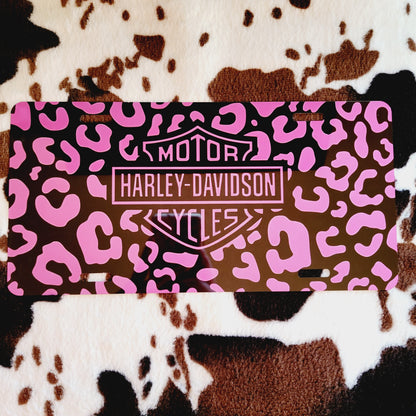 Harley Pink Leopard Car Tag License Plate