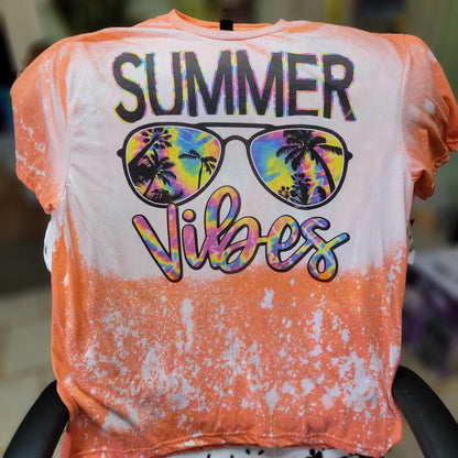 Summer Vibes Orange Bleached Short Sleeve T-shirt