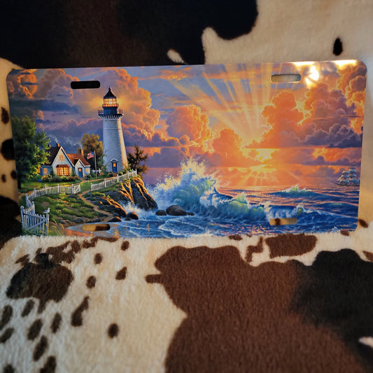 Lighthouse Sunrise Car Tag License Plate