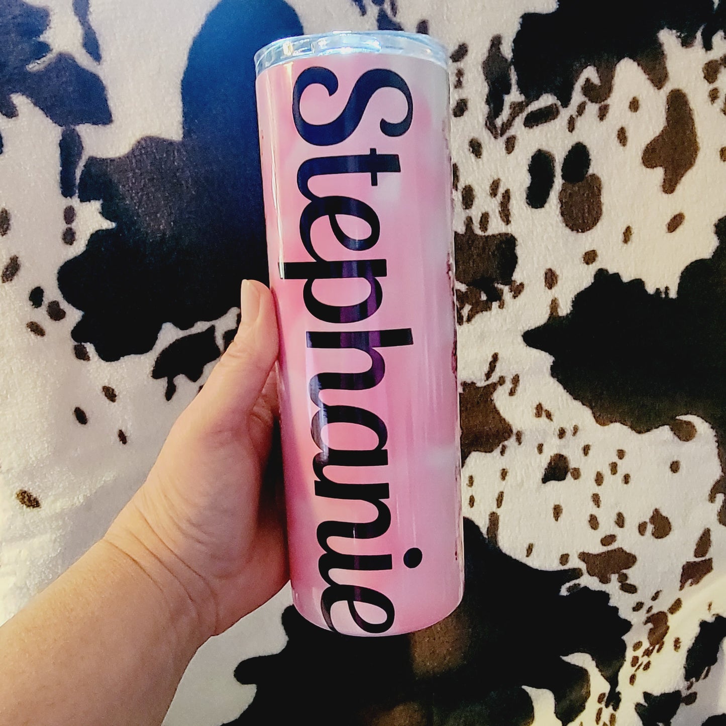 Pink Sunflower Personalized Name 20oz Skinny Tumbler