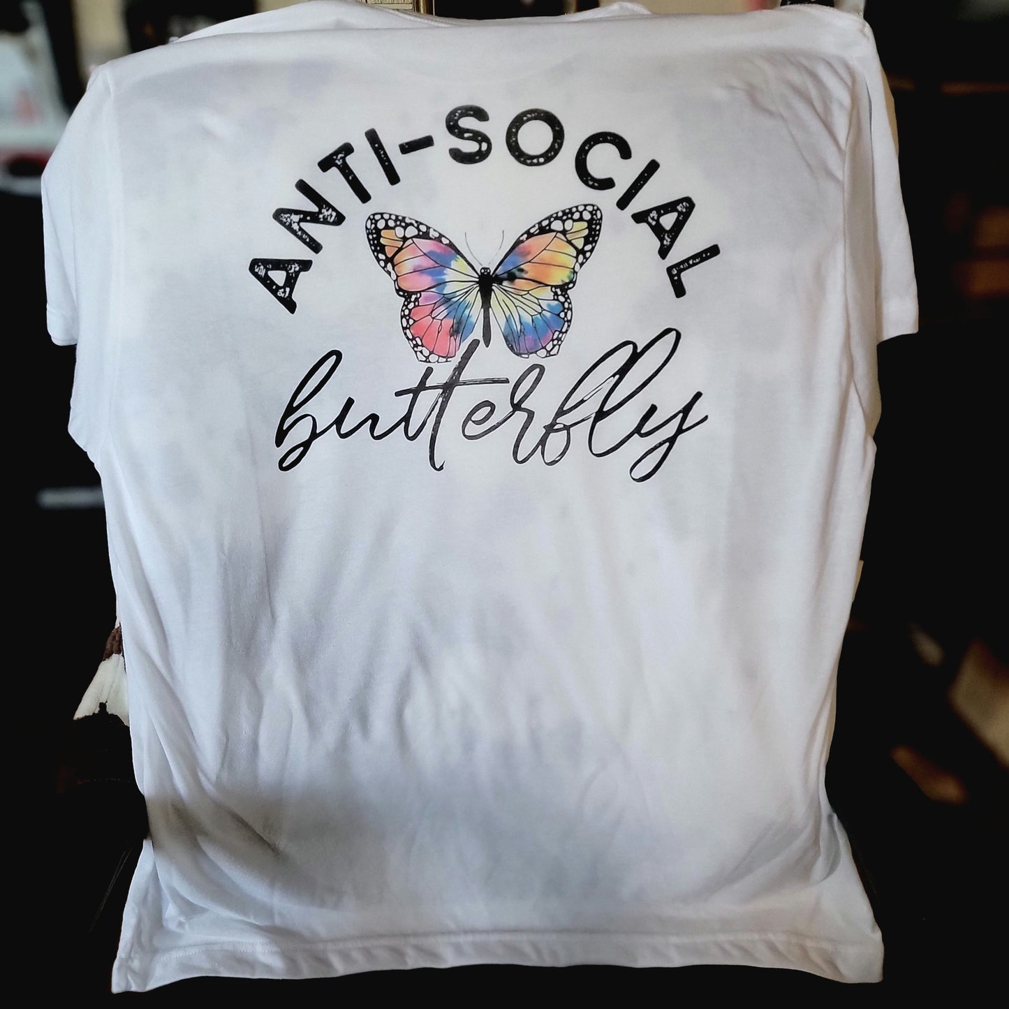 Anti Social Butterfly Graphic Tee Shirt