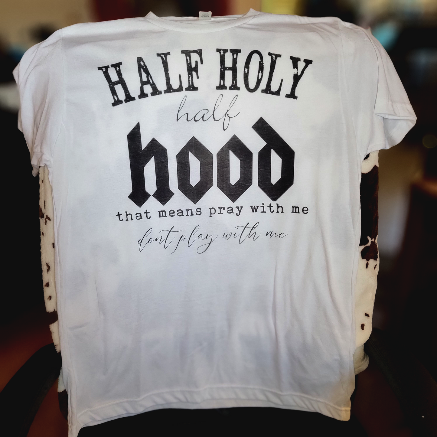 Half Holy Half Hood Funny Graphic T-Shirt