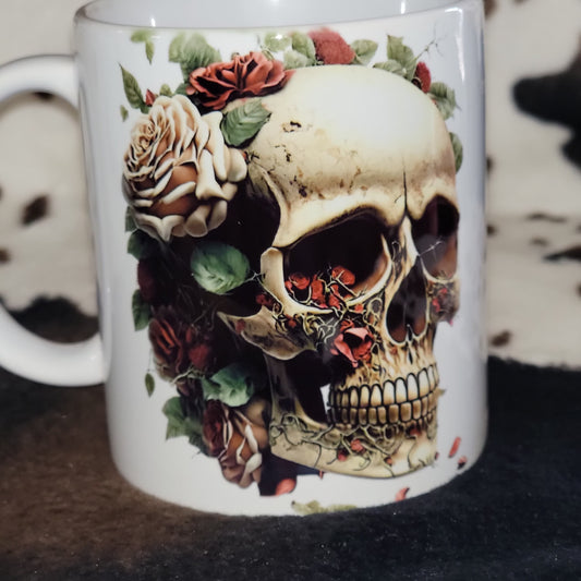Skull Floral 11oz Ceramic Coffee Mug