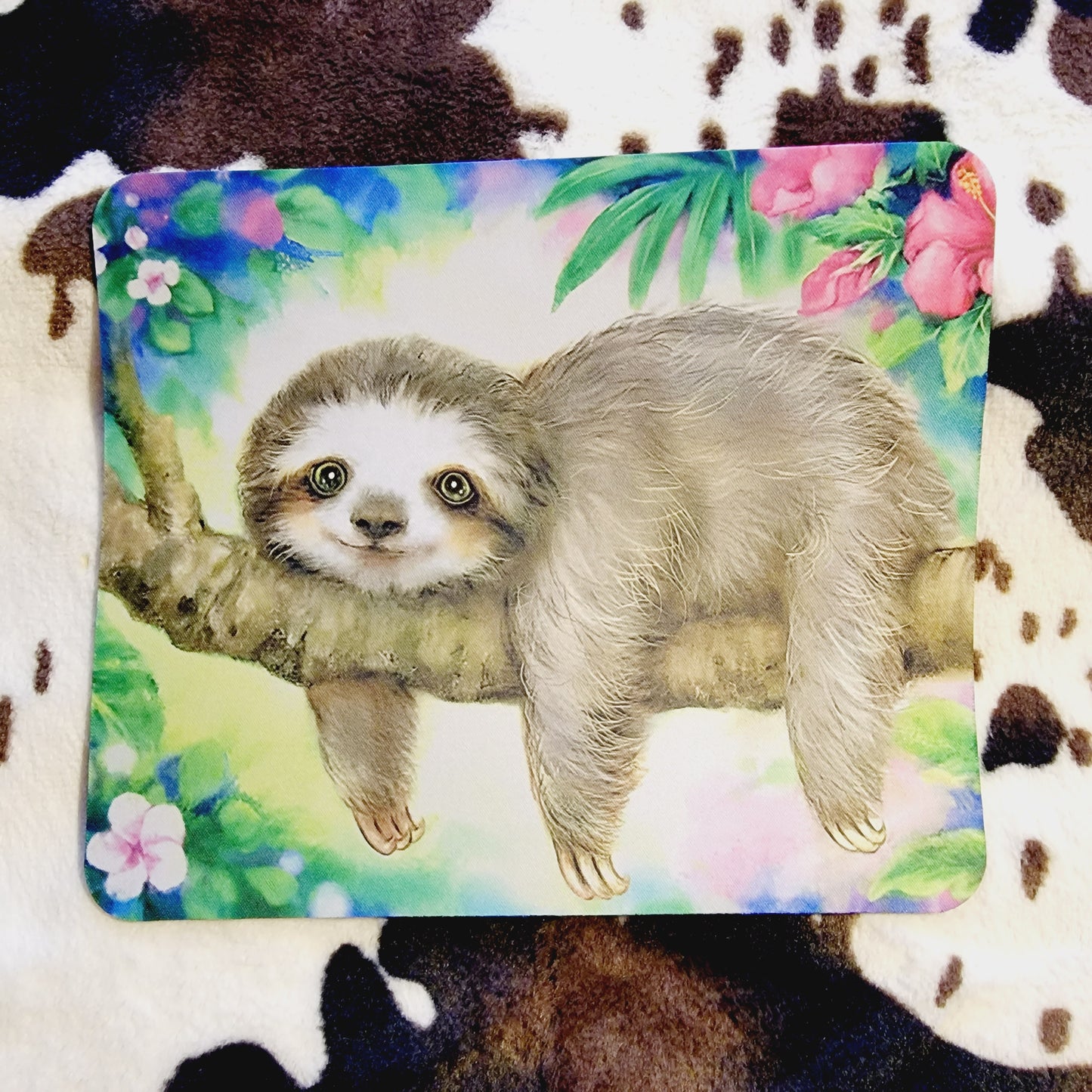 Sloth Floral Mouse Pad