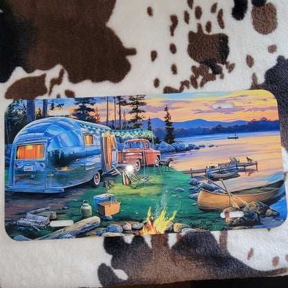 Camping On The Lake Car Tag License Plate