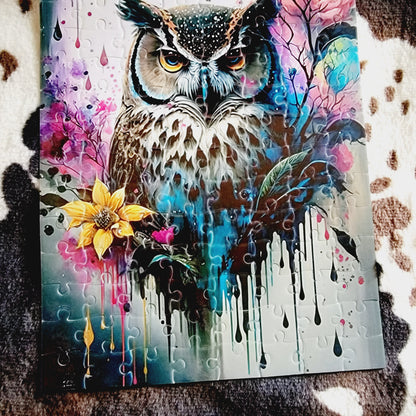 Owl Watercolor Handmade Jigsaw Puzzle