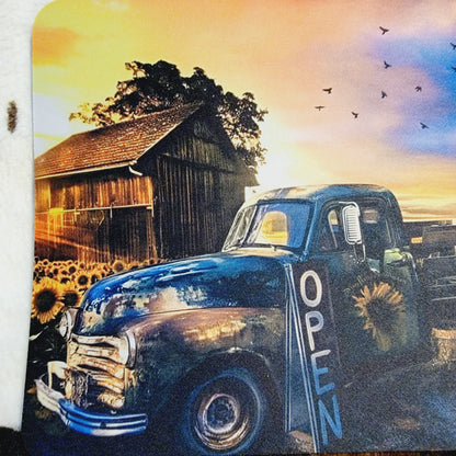 Old Truck Sunflower Computer Office Mouse Pad