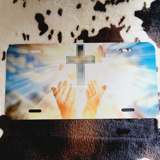 Cross Butterfly Car Tag License Plate