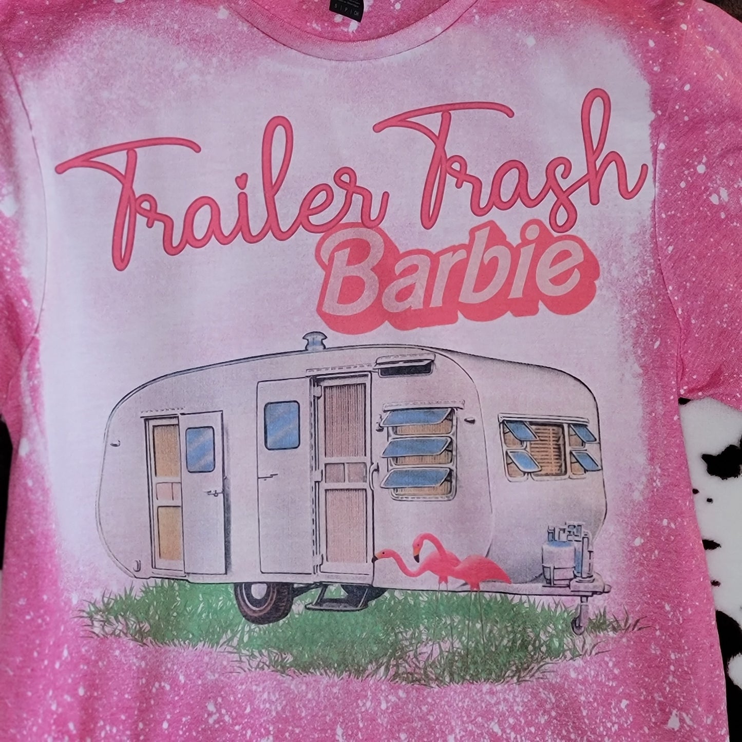Trailer Trash Barbie Pink Bleached Short Sleeve T-Shirt