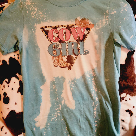 Cow Girl Bleached Short Sleeve T-Shirt