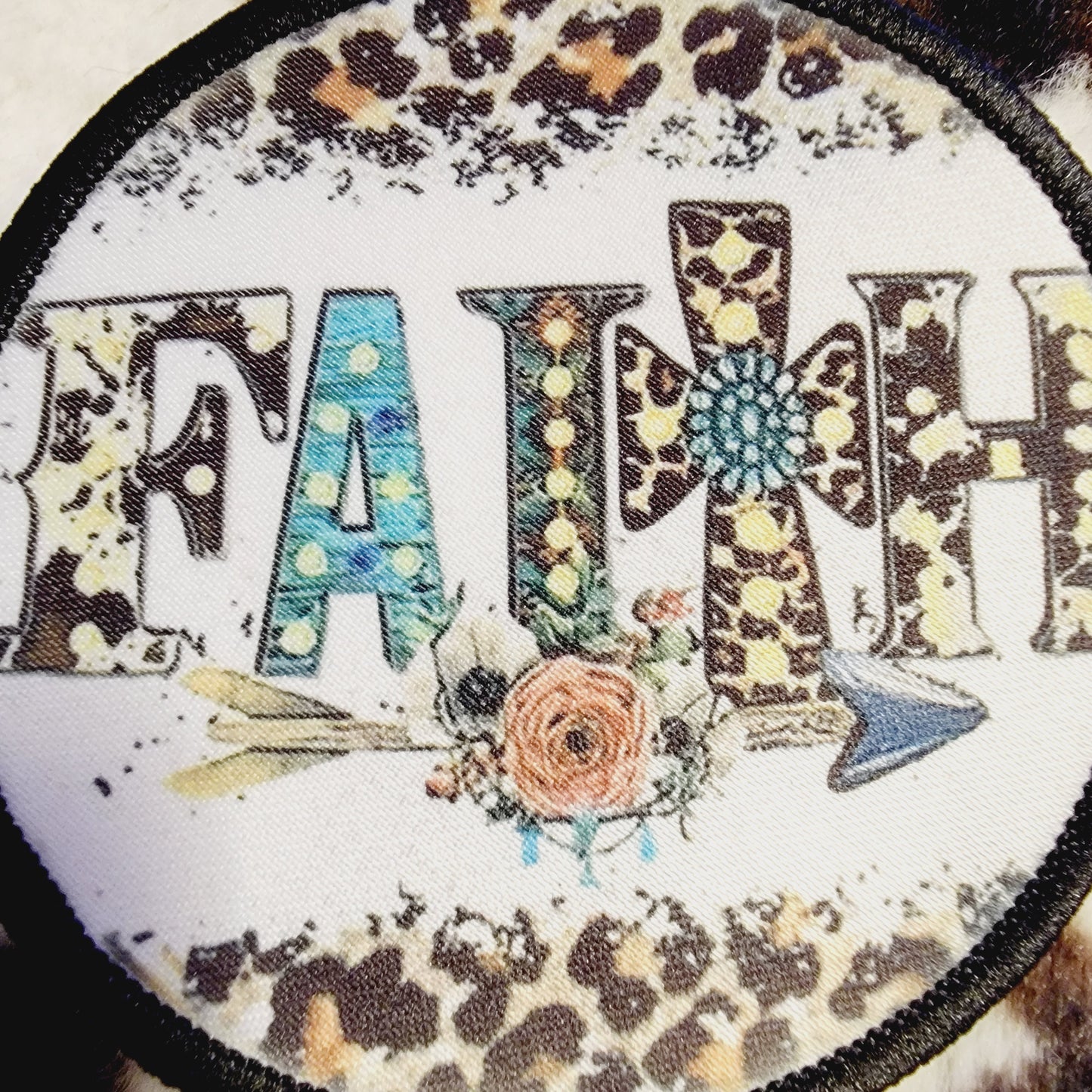 Faith Animal Print Hat Patch