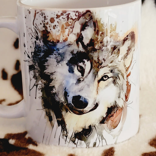 Wolf Watercolor 11oz Ceramic Coffee Mug