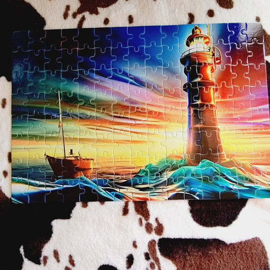 Lighthouse Colorful Ocean Handmade Jigsaw Puzzle