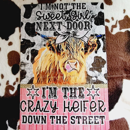 Crazy Heifer Down The Street Handmade Jigsaw Puzzle