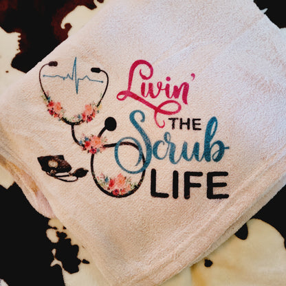 Livin The Scrub Life Pink Fleece Throw Blanket