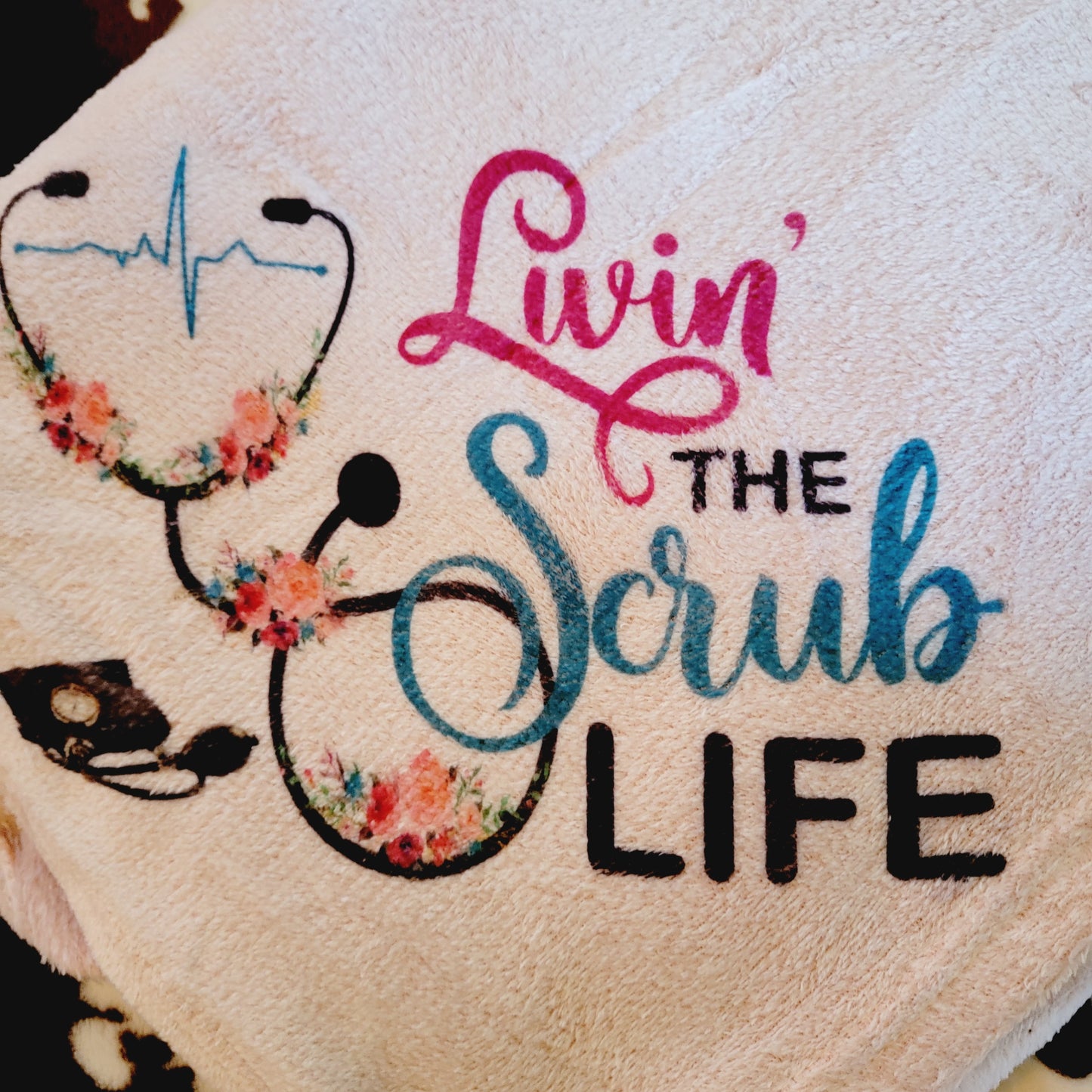 Livin The Scrub Life Pink Fleece Throw Blanket