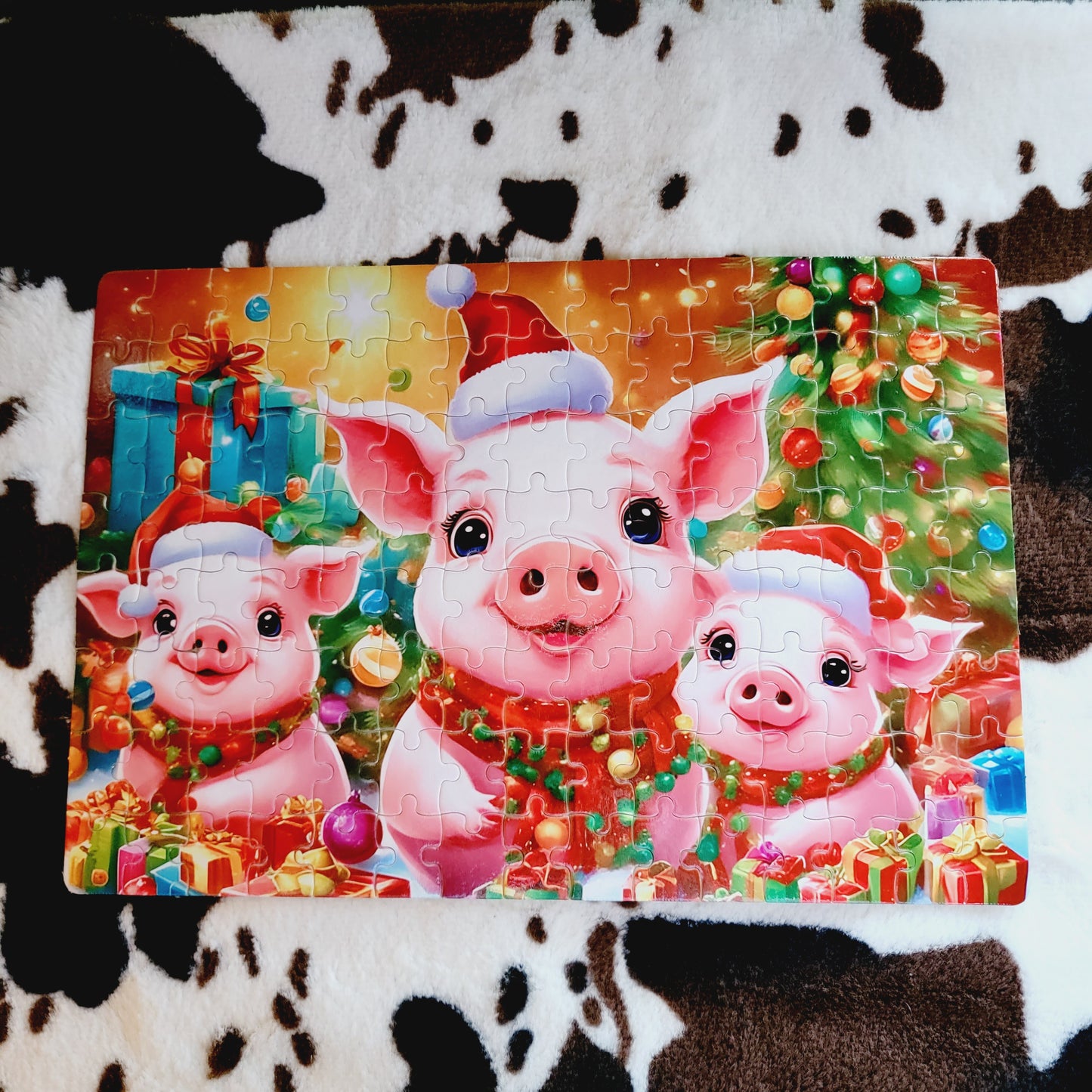 Christmas Pigs Handmade Jigsaw Puzzle