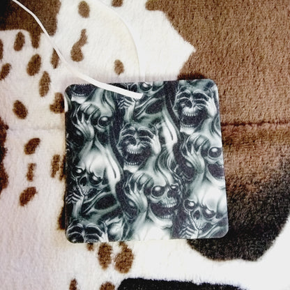 Screaming Skulls Black Unscented Car Air Freshener