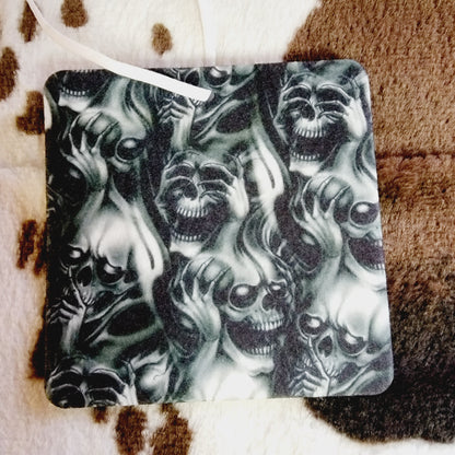 Screaming Skulls Black Unscented Car Air Freshener