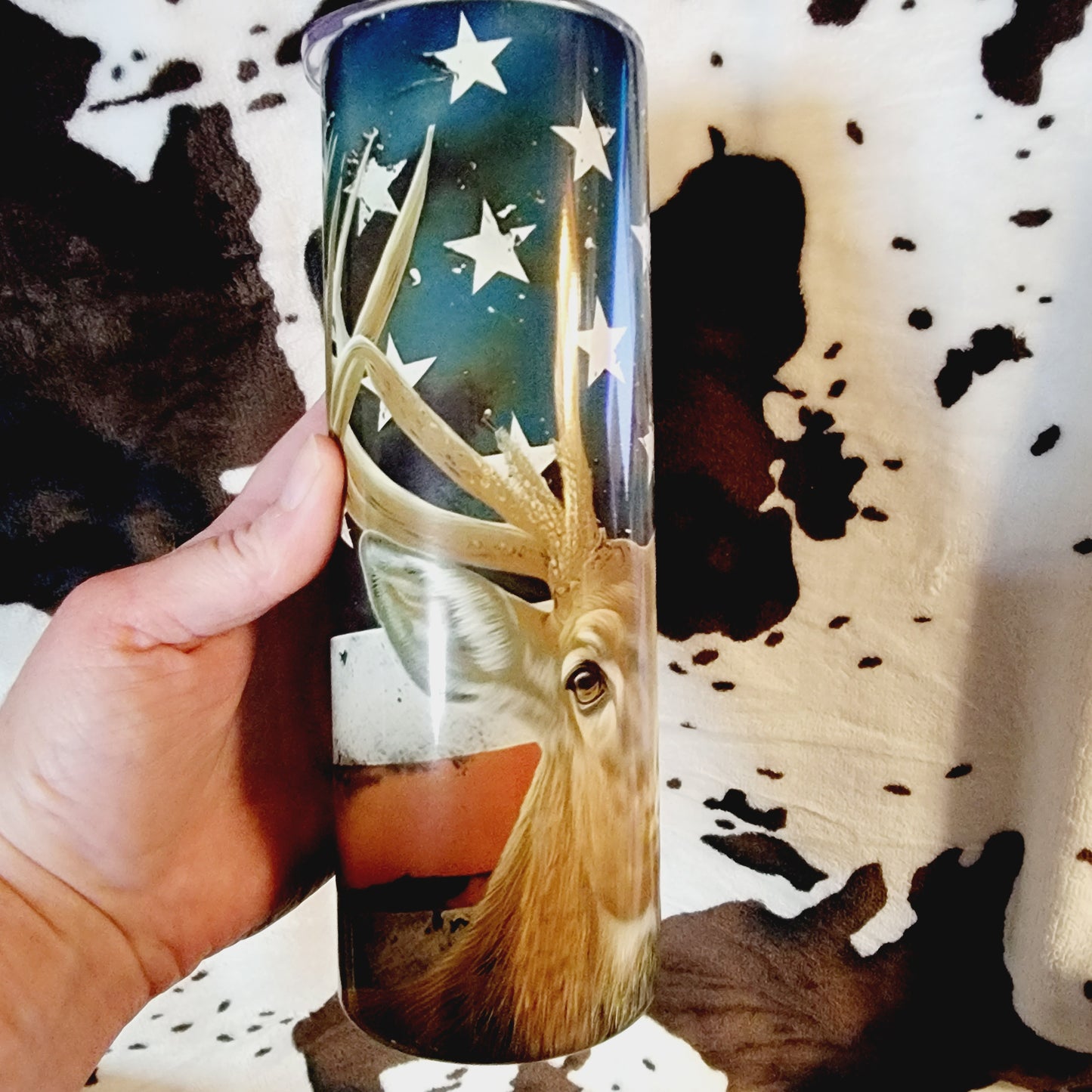 Deer USA Flag 20oz Skinny Tumbler