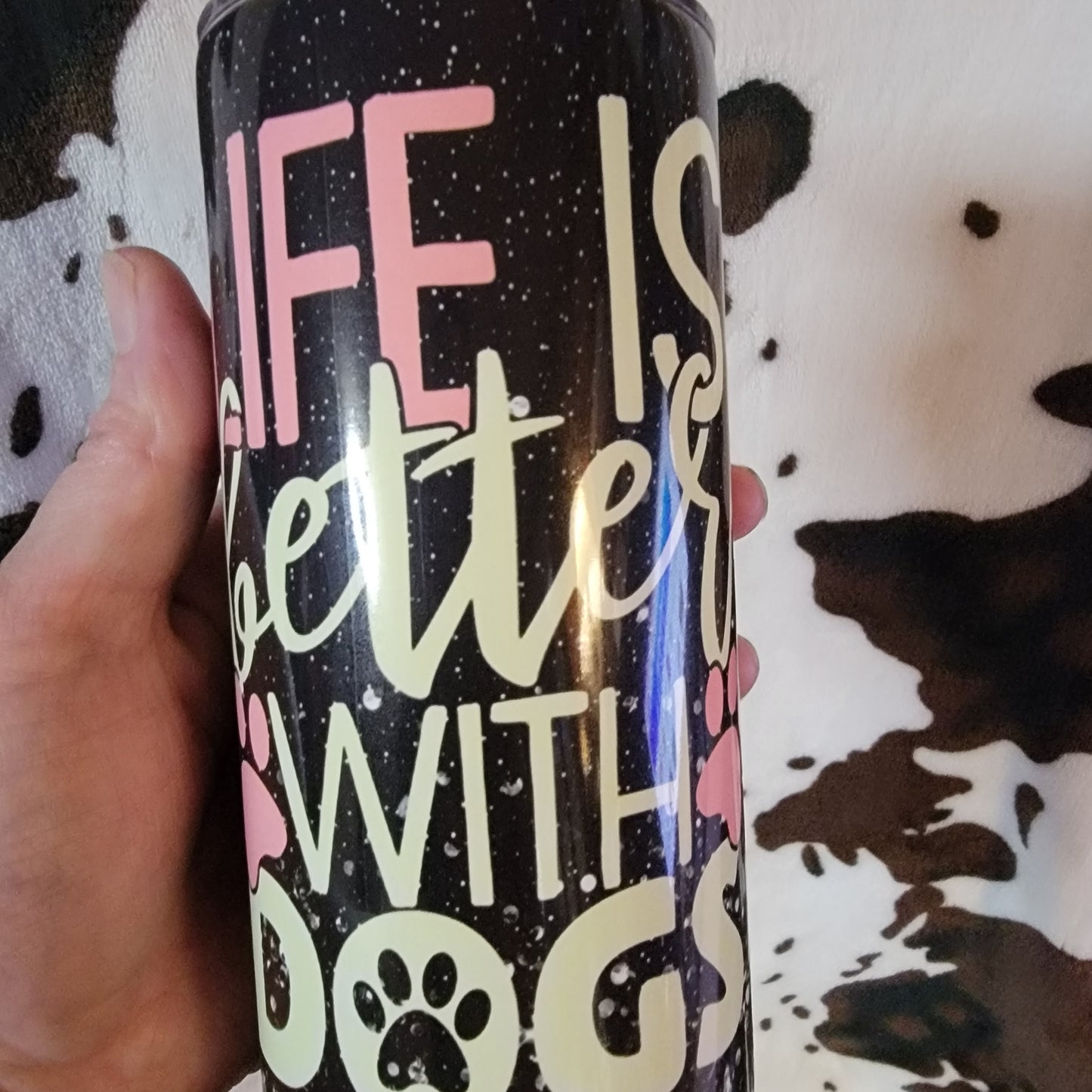 Life Is Better With Dogs Black 20oz Skinny Tumbler