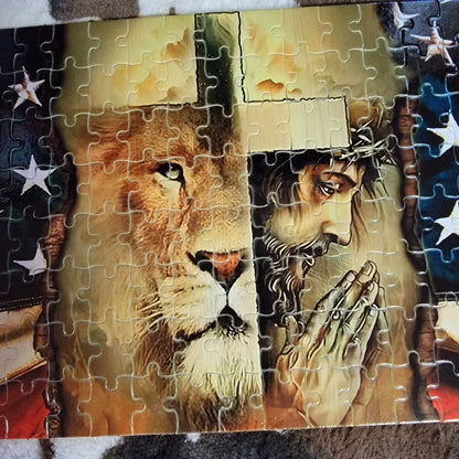 Cross Flag Lion Handmade Jigsaw Puzzle