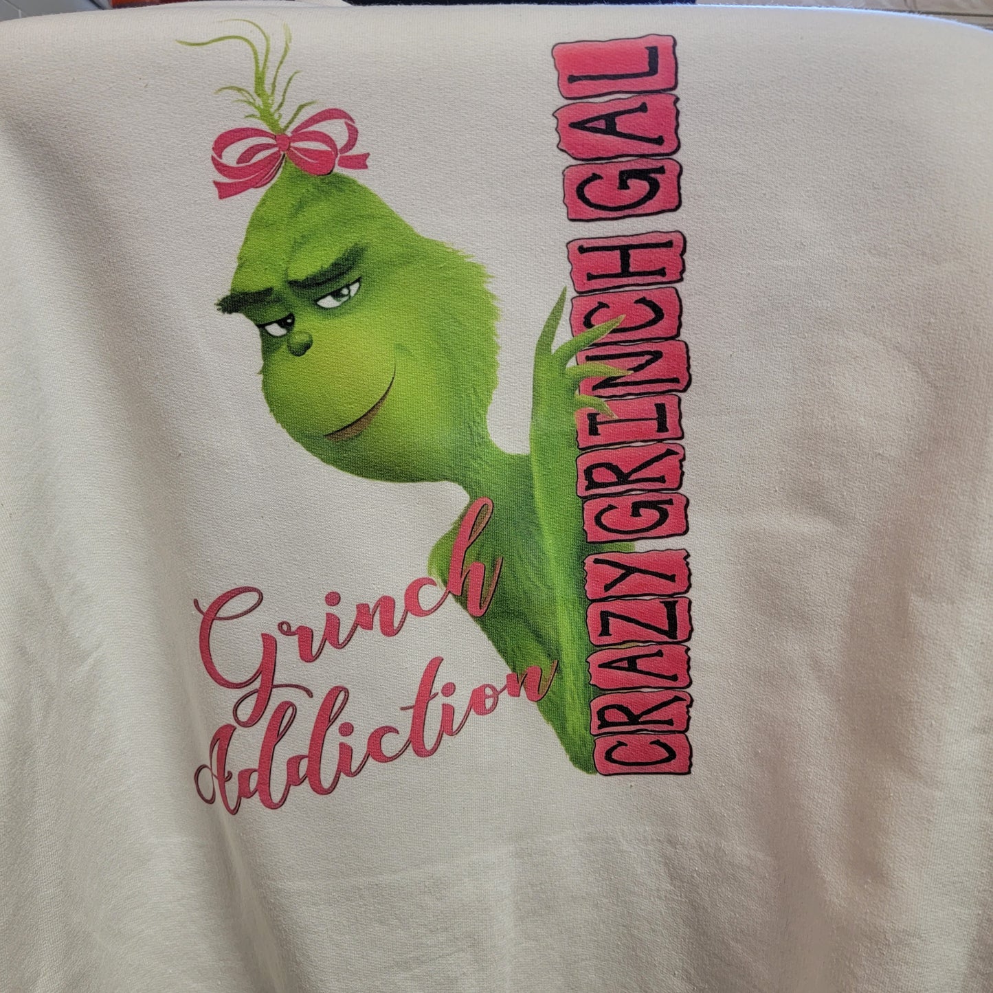 Crazy Grinch Girl Christmas White Sweatshirt