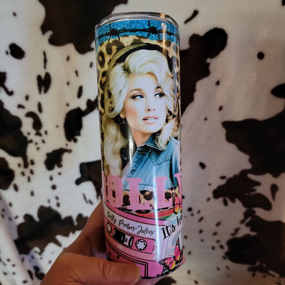 Dolly Parton Collage Country Music Custom 20oz Skinny Tumbler