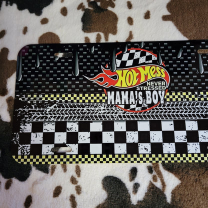 Hot Mess Boy Mama Car Tag License Plate