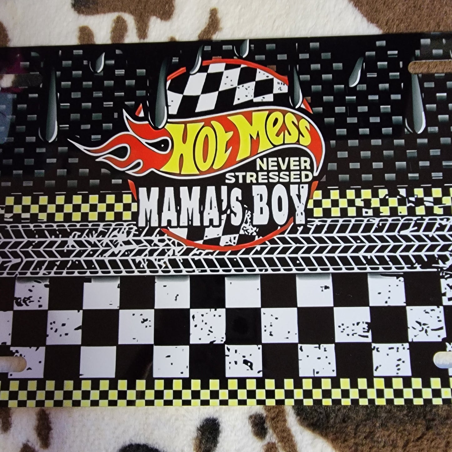 Hot Mess Boy Mama Car Tag License Plate