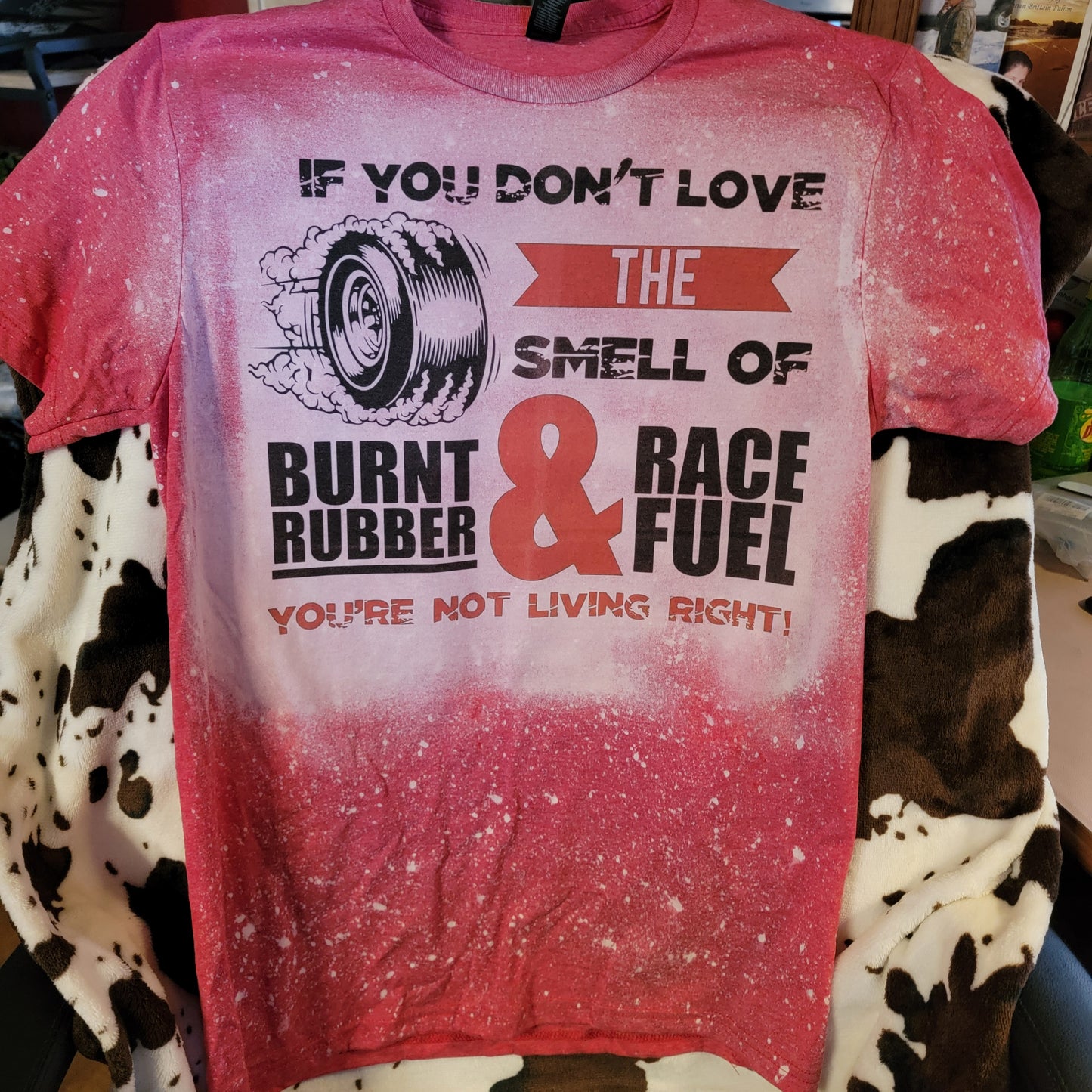 Burnt Rubber And Race Fuel Red Bleached Short Sleeve T-Shirt