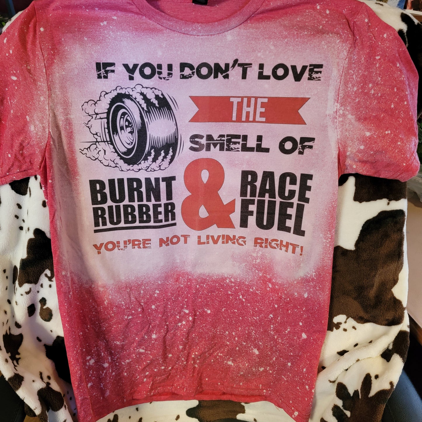 Burnt Rubber And Race Fuel Red Bleached Short Sleeve T-Shirt