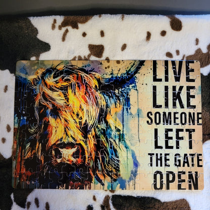 Highland Cow Live Like 120 Piece Handmade Jigsaw Puzzle