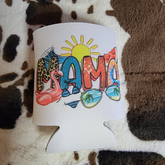 Mama Beach Theme Can Cooler Drink Holder Koozie
