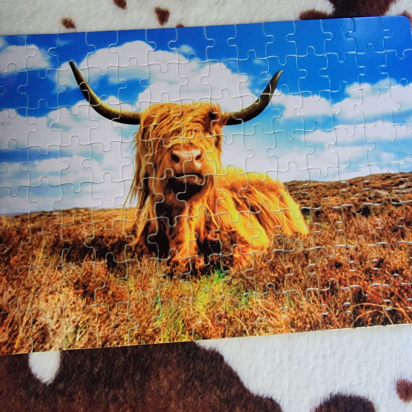 Highland Cow In A Field 120 Piece Handmade Jigsaw Puzzle