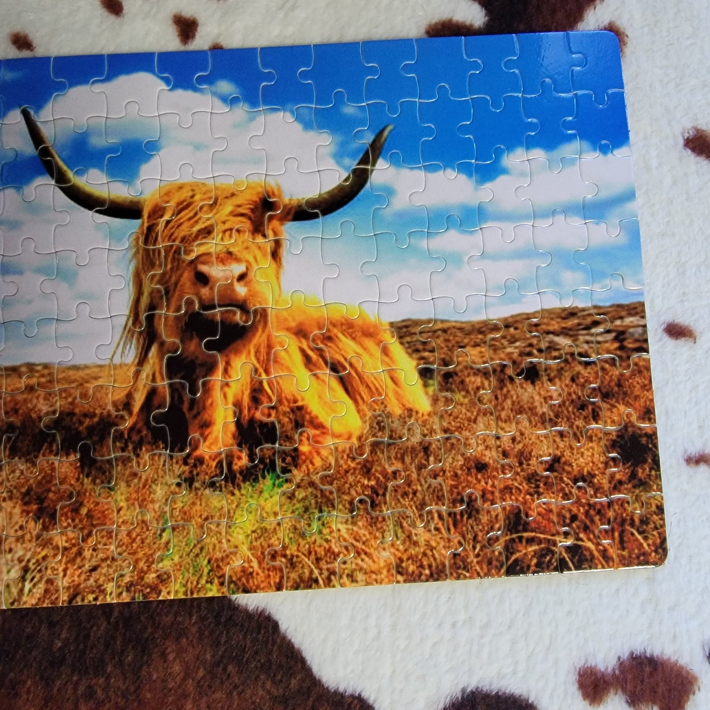 Highland Cow In A Field 120 Piece Handmade Jigsaw Puzzle