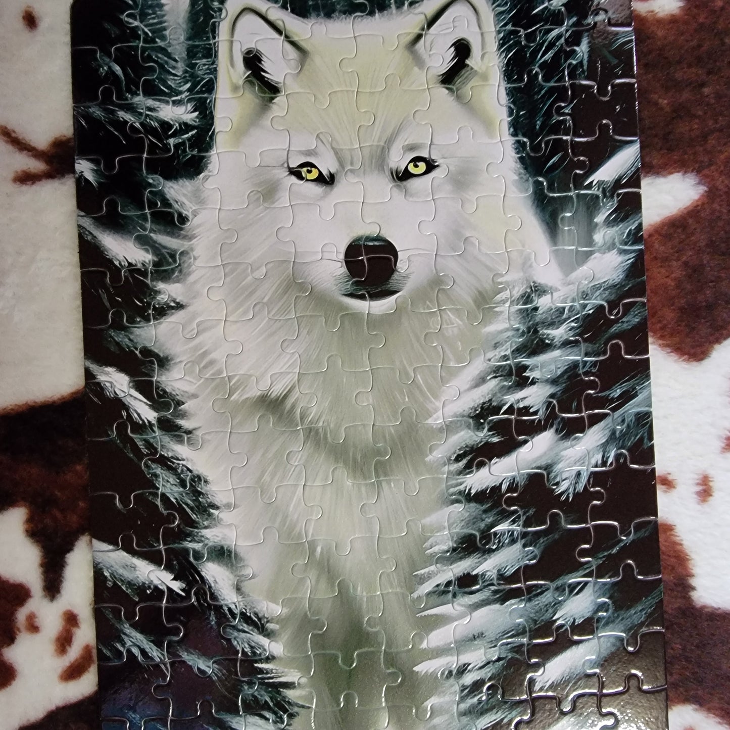 Snowy Wolf 120 PC Handmade Jigsaw Puzzle