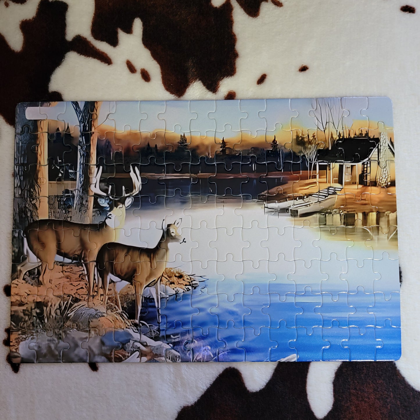 Deer On The Lake 120 PC Handmade Jigsaw Puzzle