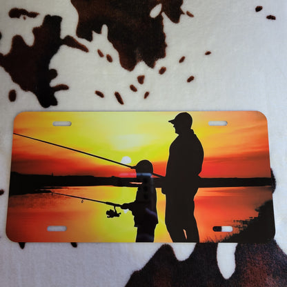 Fishing Father Son Custom Handmade Car Tag License Plate