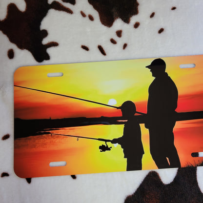 Fishing Father Son Custom Handmade Car Tag License Plate
