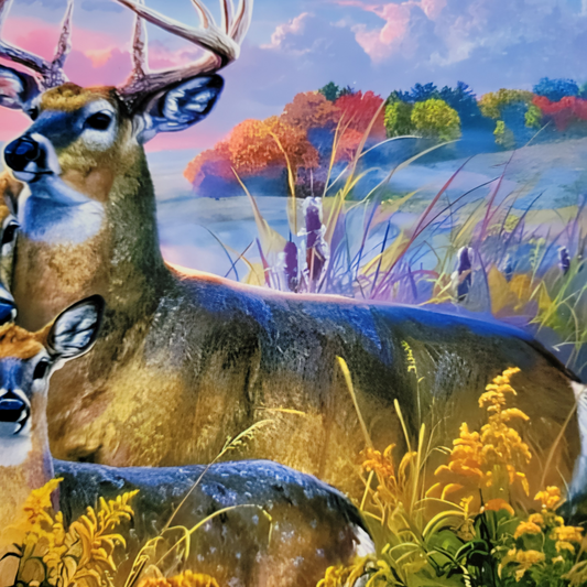 Deer Sunset Metal Sign