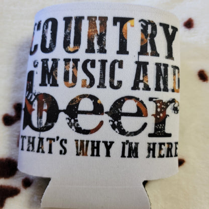 Country Music and Beer Can Cooler Drink Koozie