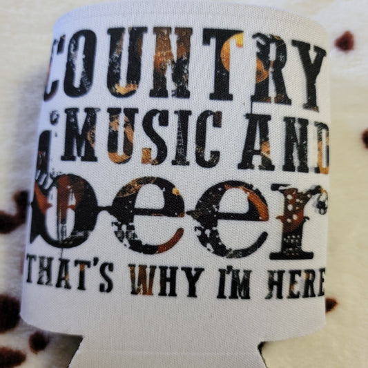 Country Music and Beer Can Cooler Drink Koozie