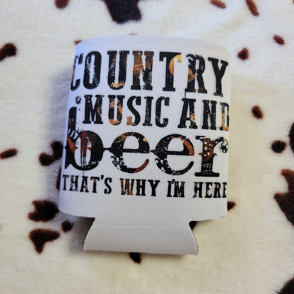 Country Music and Beer Can Cooler Drink Koozie