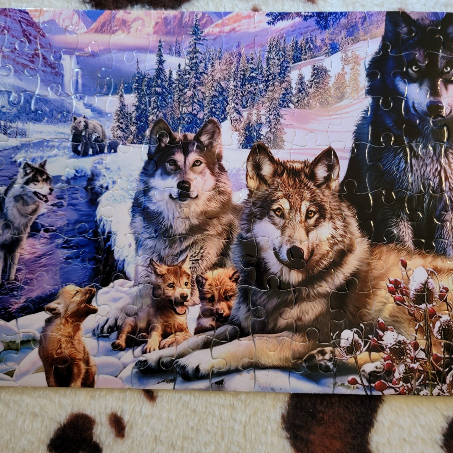 Wolf Pack Snowy 120 PC Handmade Jigsaw Puzzle